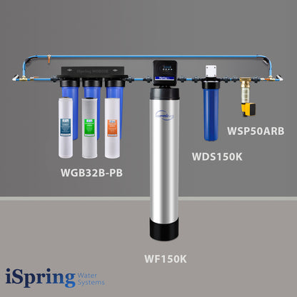 iSpring WSP50ARB+WDS150K+WF150K+WGB32B-PB Hard City Water Solution with Finest 3-stage    Lead Removal