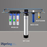 iSpring WSP50ARB+WDS150K+WF150K+WGB32B Hard City Water Solution with Finest 3-stage
