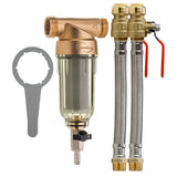 iSpring WSP50+AHPF12MNPT12X2 Reusable Spin Down Sediment Water Filter with Push Fit Ball Valve