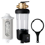 iSpring WSPSL-ARJ-BP NSF Certified, Whole House Spin Down Sediment Water Filter, 4 Modes Bypass, Includes Siliphos Helps Prevent Scale, Clear Housing, Jumbo Size, Touch-Screen Auto Flushing