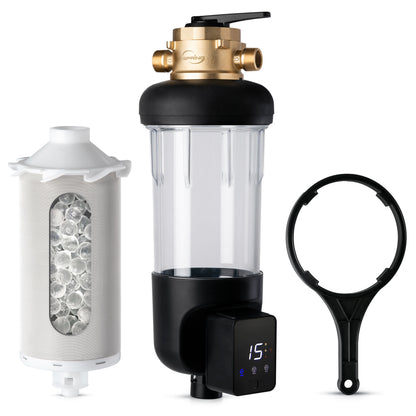 iSpring WSPSL-ARJ-BP NSF Certified, Whole House Spin Down Sediment Water Filter, 4 Modes Bypass, Includes Siliphos Helps Prevent Scale, Clear Housing, Jumbo Size, Touch-Screen Auto Flushing