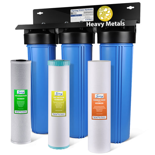 iSpring WGB32B-KS Whole House Water Filter System, Reduces PFOA/PFOS, PFAS, Lead, Chlorine, Chloramine, Sediment, 3-Stage Whole House Water Filtration System