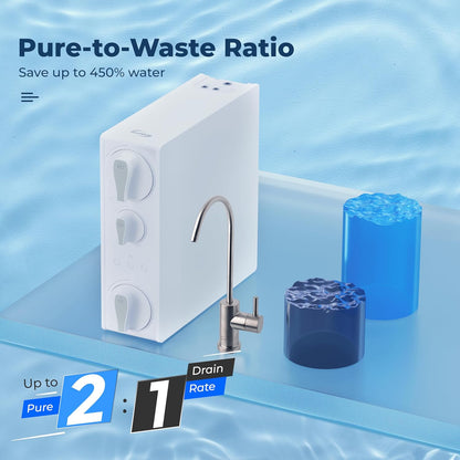 iSpring RO500-BN NSF Certified Tankless RO Reverse Osmosis Water Filtration System, 500 GPD Fast Flow, Brushed Nickel Faucet, 2:1 Pure to Drain Ratio, White