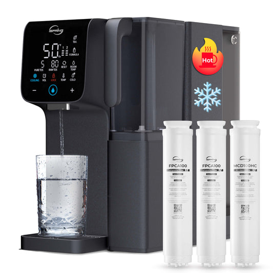 iSpring RCD100HCGF3 Countertop RO Alkaline Water Dispenser, 9 Hot & Cold Temperature options, 6 Dispensing Volume Settings, TDS & Filter Life Monitor, w/up to 2-Year Replacement Filter Set