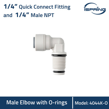 iSpring 4044K-OX2, 1/4'' Quick Connect Fitting to 1/4'' NPT Male Thread, Elbow, Pack of 2