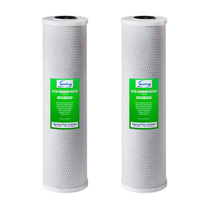 iSpring FC25BX2 20” x 4.5” Water Filter Replacement Cartridges - CTO Carbon Block - Fits Standard 20” x 4.5” Whole House Filter Systems - Pack of 2