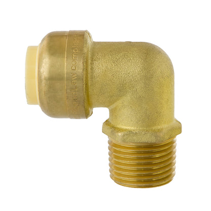 LittleWell AEPF8MPT8X2 Brass 90-Degree Elbow Fitting-1/2'' Push Fit X 1/2'' NPT Male Pipe Thread, 2 Pack, works the same as SharkBite