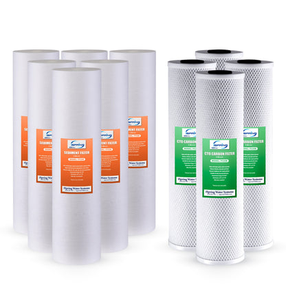 iSpring F10CRO1000 4.5'' x 20'' Tankless Commercial Reverse Osmosis Water Filter 1-Year Replacement Cartridge Pack, 10-Piece