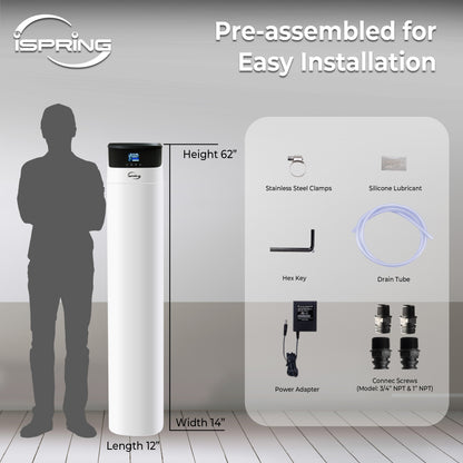 iSpring WCF200K Elite Series Whole House Central Water Filtration System with Automatic Control Head, Reduces Chlorine, Chloramine, PFAS, Lead