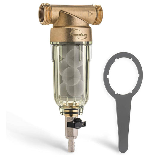 iSpring WSP-SL Reusable Whole House Spin Down Sediment Water Filter Softener, Includes Siliphos Helps Prevent Scale and Corrosion, 1" MNPT 3/4" FNPT