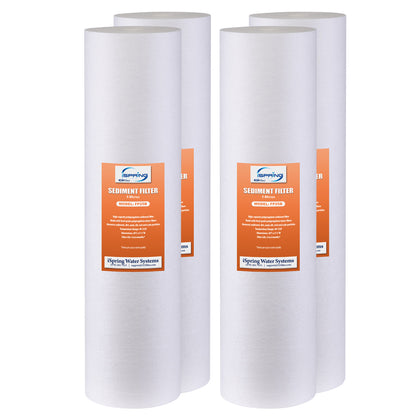 iSpring FP25BX4 20” x 4.5” Whole House Water Filter Replacement Cartridges - Fine Sediment Filters - 5 Micron - Pack of 4