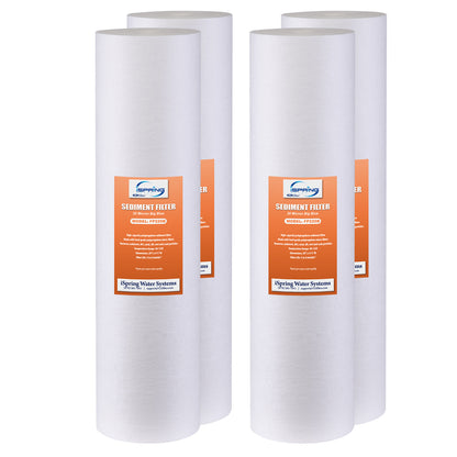 iSpring FP220BX4 20” x 4.5” Water Filter Replacement Cartridges, Sediment Filter, 20 Micron, Fits Whole House Water Filtration Systems, Pack of 4