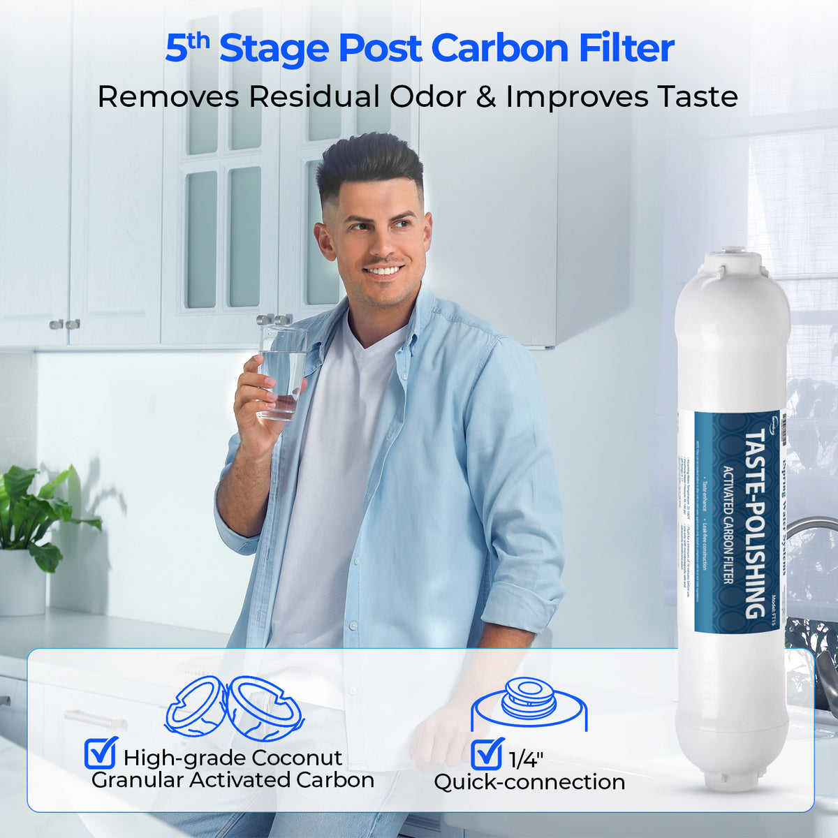 iSpring F9K NSF/ANSI 58 Certified 10" x 2.5"; Standard 6-Stage Alkaline Reverse Osmosis Water Filtration Systems 1-Year Filter Replacement Cartridges, 9-piece