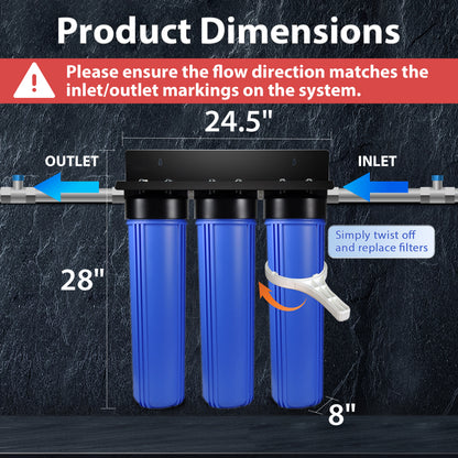 iSpring WGB32B-KDS+WSP50ARB Whole House Water Filter System w/ Auto-Flushing Spin Down Sediment Filter, Polyphosphate Anti-Scale, GAC KDF, and Carbon Block Water Filters, Water Descaler and Water Filter