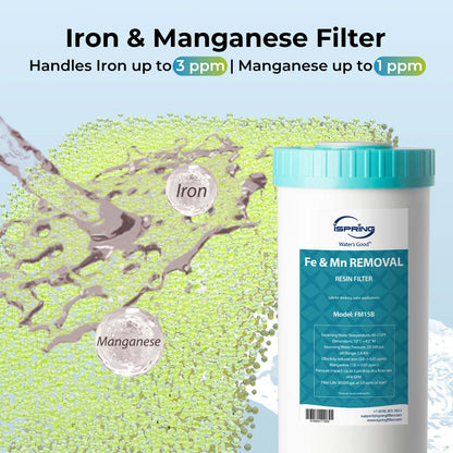 iSpring F3WGB31BMKS Whole House Water Filter Replacement Pack, Reduces Iron, Manganese, Hydrogen Sulfide, Lead, Chlorine, Sediments, Up to 12 Months, 10" × 4.5", Fits WGB31B-MKS