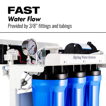 iSpring RCB3P 300 GPD Light Commercial Reverse Osmosis Water System W/Booster Pump and 20"x 2.5" Pre RO Filters