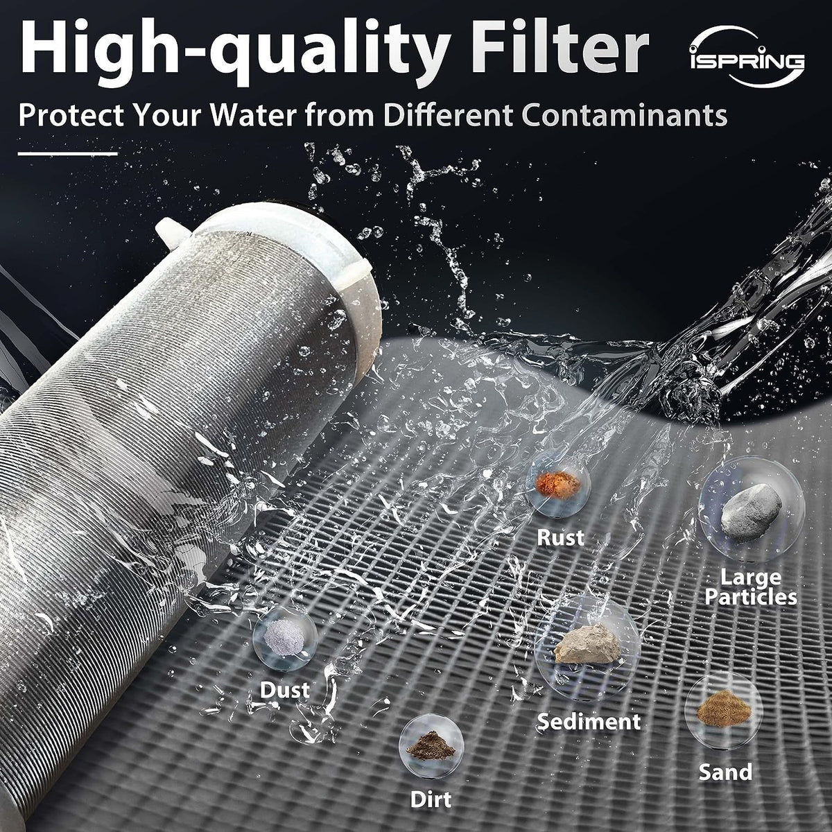 iSpring WSP2PK21 Reusable Whole House Spin Down Sediment Water Filters, Twin Pack with 200 Microns and 100 Microns Filter Sizes, Clear Housing, Lead-Free Brass