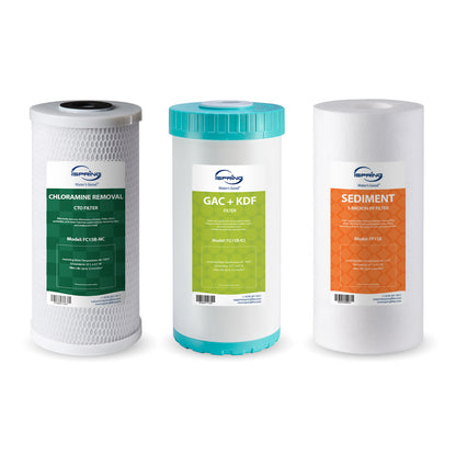 iSpring F3WGB31BKSNC Whole House Water Filter Replacement Pack, SGS-Tested to Remove up to 94.4% of Chloramine, Reduces Heavy Metals, Lead, Chlorine, Sediment, 10" × 4.5"; Filters, Fits WGB31B-KSNC