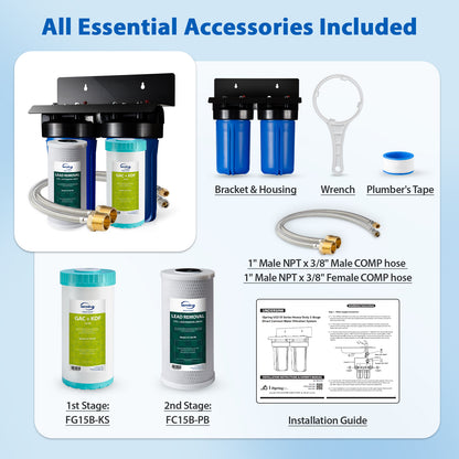 iSpring US21B-CPB 4-Layer High Capacity Under Sink Water Filter, Reduces Lead, PFAS, PFOA/PFOS, Chlorine, Bad Taste &amp; Odor, w/ 2 Upgraded Direct Connect Hoses