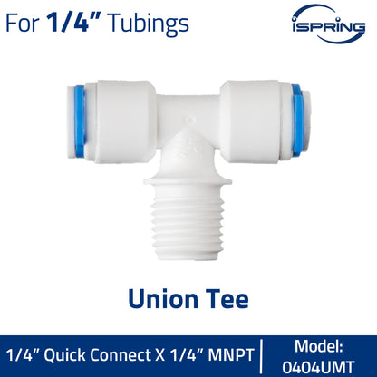 iSpring 0404UMT 1/4'' Push to Fit Union T-fitting with 1/4'' NPT Male Thread