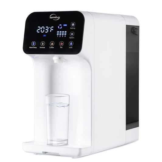 iSpring RCD100 5-Stage Countertop Reverse Osmosis System, Instant Hot RO Water Dispenser with UV, 2.5:1 Pure to Drain, 100 GPD Portable Water Filtration System, Customizable Temperature Options, BPA Free, Plug and Play