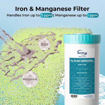 iSpring F3WGB31BM Whole House Water Filter Replacement Pack, Reduces Iron, Manganese, Chlorine, Sediment, Taste, and Odor, Up to 12 Months,10" × 4.5", Fits WGB31BM
