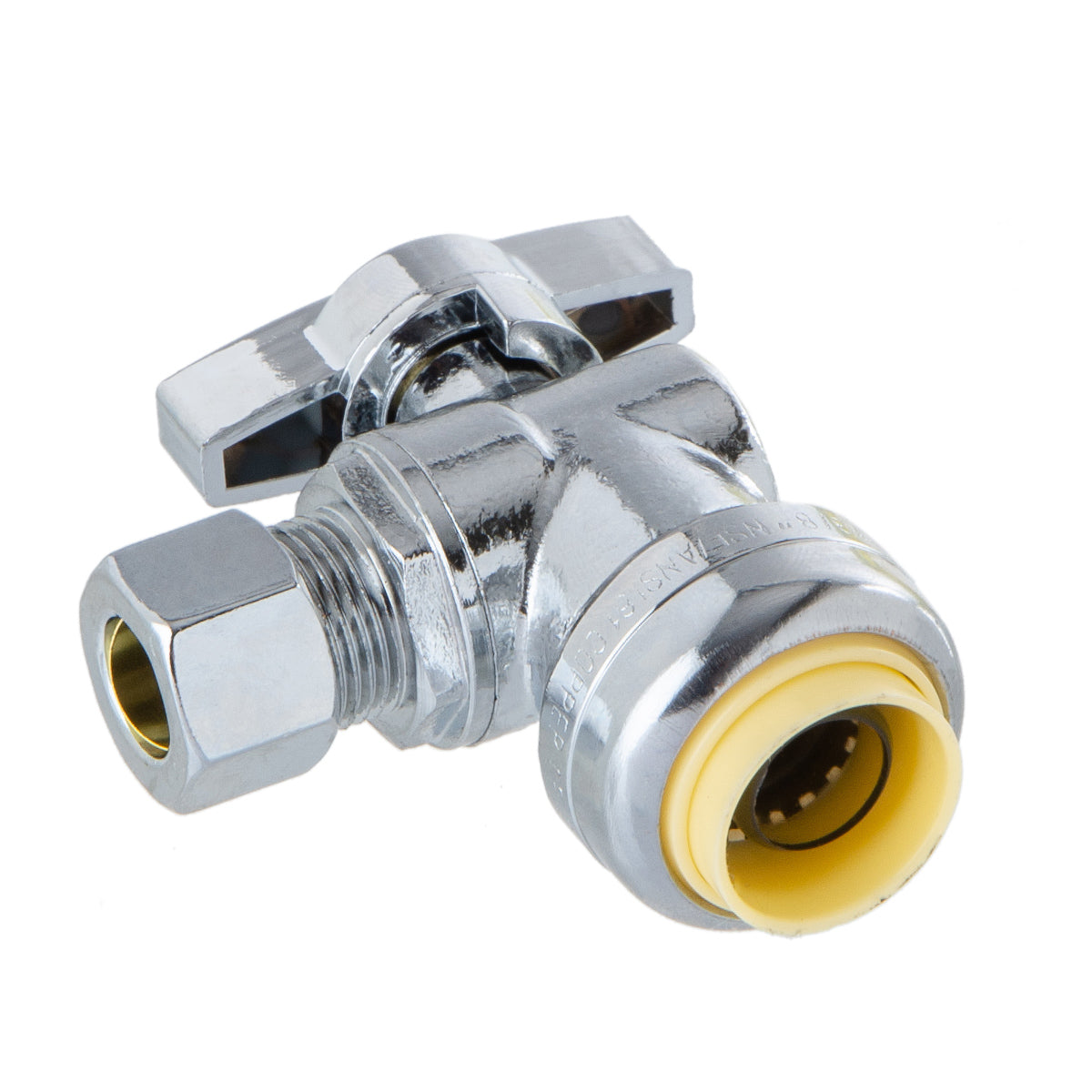 LittleWell AASPF8CP6 Angle Stop Push-Fit Valve, 1/2 Inch Push Fit x 3/8 Inch Compression, Chrome Finish w/ Metal Handle, works the same as SharkBite