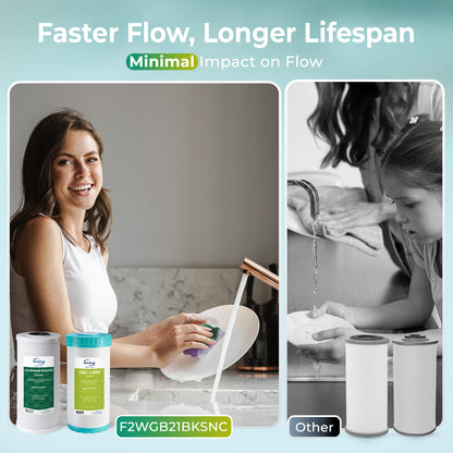 iSpring F2WGB21BKSNC Whole House Water Filter Replacement Pack, SGS-Tested to Remove up to 94.4% of Chloramine, Reduces Heavy Metals, Lead, Chlorine, Sediment, 10¡± x 4.5¡± Filters, Fits WGB21B-KSNC