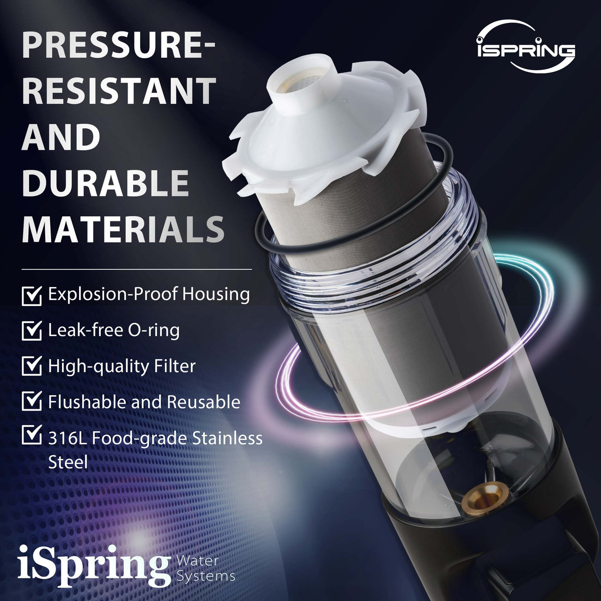 iSpring WSPARJ NSF Certified, Whole House Spin Down Sediment Water Filter, Clear Housing, Upgraded Jumbo Size with Touch-Screen Auto Flushing