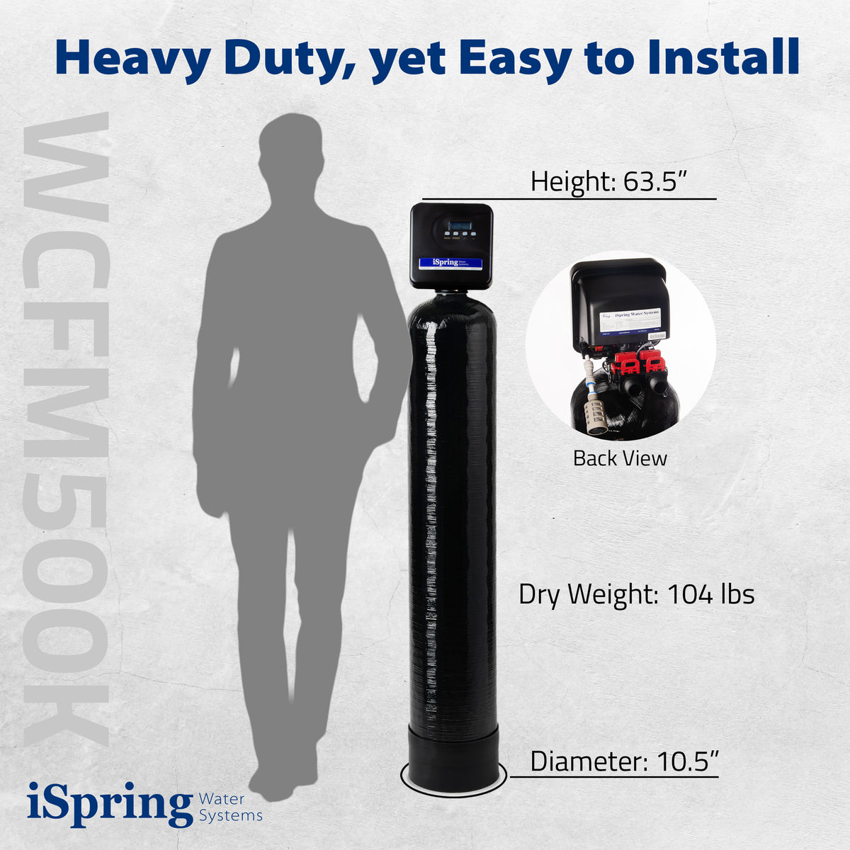 iSpring WCFM400K Whole House Central Iron and Manganese Water Filter Filtration System, Digital Controlled Automatic Regeneration and Air Injection, Set &amp; Forget