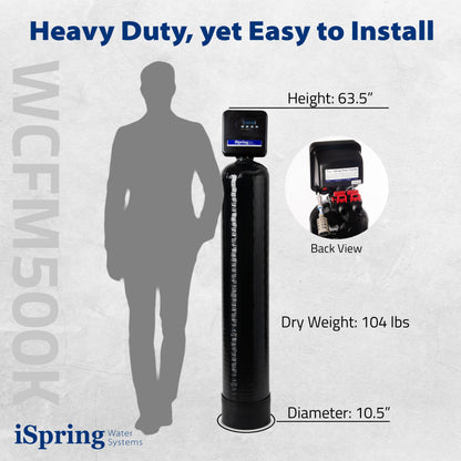 iSpring WCFM400K Whole House Central Iron and Manganese Water Filter Filtration System, Digital Controlled Automatic Regeneration and Air Injection, Set &amp; Forget