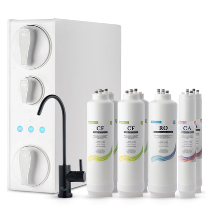 iSpring RO500AKORBF7 Tankless Under Sink Reverse Osmosis System, NSF 58 Certified, Removes PFAS, Lead, Chlorine, 500 GPD, 2:1 Pure-to-Drain Ratio, Alkaline Remineralization, w/ F7-RO500AK 2-Year Replacement Filter Set