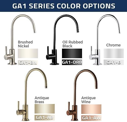 iSpring GA1-BN Heavy Duty Non-Air Gap Drinking Faucet for Water Filtration, Reverse Osmosis Systems-Brushed Nickel-Contemporary Style High-Spout