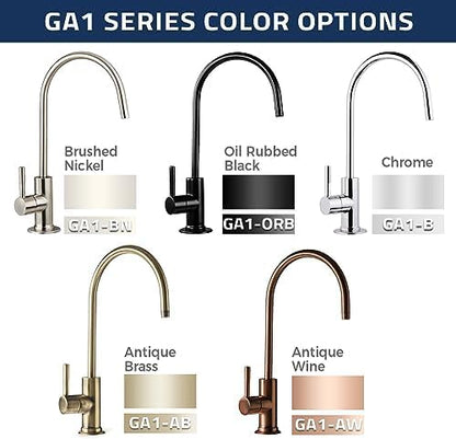 iSpring GA1-BN Heavy Duty Non-Air Gap Drinking Faucet for Water Filtration, Reverse Osmosis Systems-Brushed Nickel-Contemporary Style High-Spout