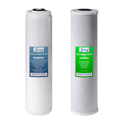 iSpring F2WGB22BPB 20" x 4.5" Whole House Water Filter Replacement Set - One Carbon Block Cartridge and One Lead Reducing Cartridge - Fits WGB22B-PB