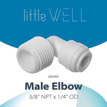 LittleWell 4046KX2 1/4" Quick Connect Push Fitting x 3/8" MNPT Thread Elbow, 0604MEX2 4046KX2, Pack of 2