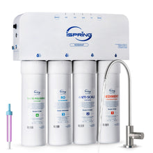 iSpring RO5004F Reverse Osmosis Water Filter with UV, 500 GPD RO System Under Sink, 2:1 Pure to Drain, Tankless RO Water Filtration System with Boost Pump, Filter Life Monitor, Reduces PFAS, TDS, Lead, Arsenic