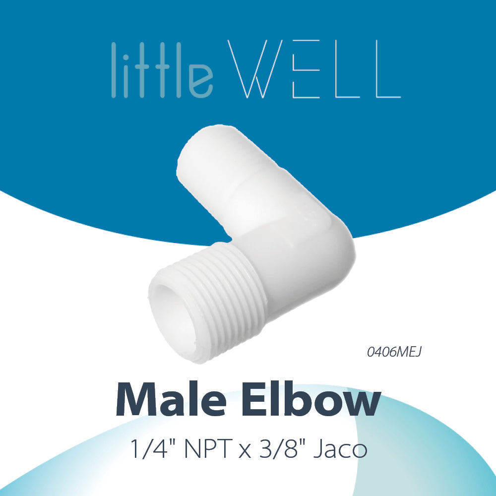 LittleWell 4064X2 1/4" NPT 3/8" Jaco Elbow Fitting, 0406MEJX2 4064X2, 2 Pack