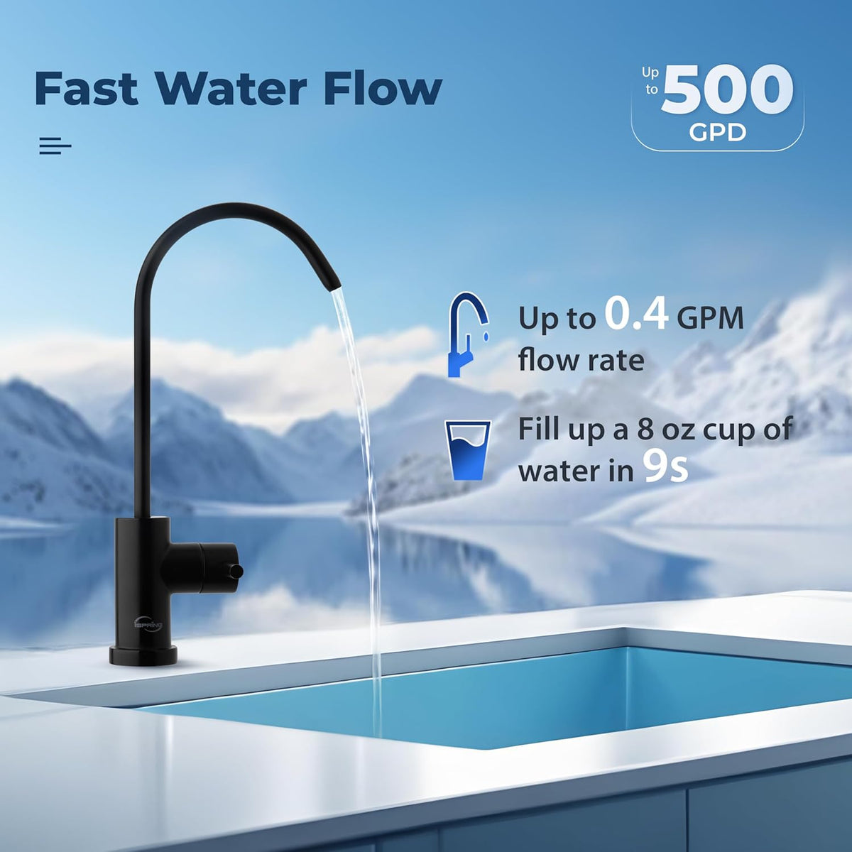 iSpring RO500-ORB NSF Certified Tankless RO Reverse Osmosis Water Filtration System, 500 GPD Fast Flow, Oil Rubbed Faucet, 2:1 Pure to Drain Ratio, White