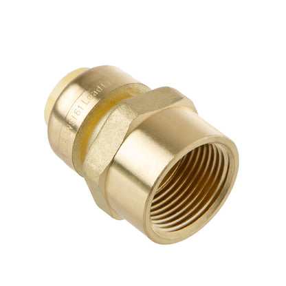 LittleWell ACPF8FPT12 Brass 1/2'' Push-Fit to 3/4'' NPT Female Pipe Thread Coupling, Works the Same as A SharkBite