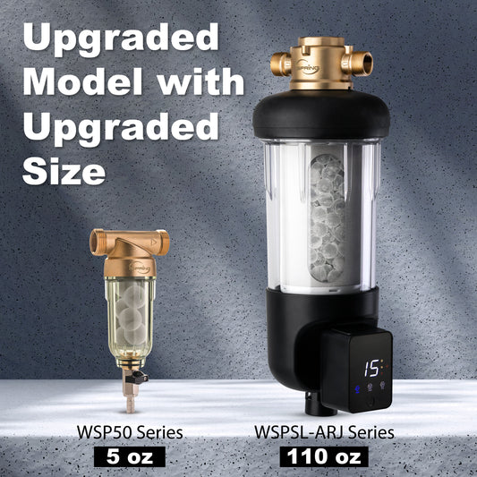 iSpring WSPSL-ARJ, NSF Certified, Whole House Spin Down Sediment Water Filter, Includes Siliphos Helps Prevent Scale and Corrosion, Clear Housing, Upgraded Jumbo Size with Touch-Screen Auto Flushing