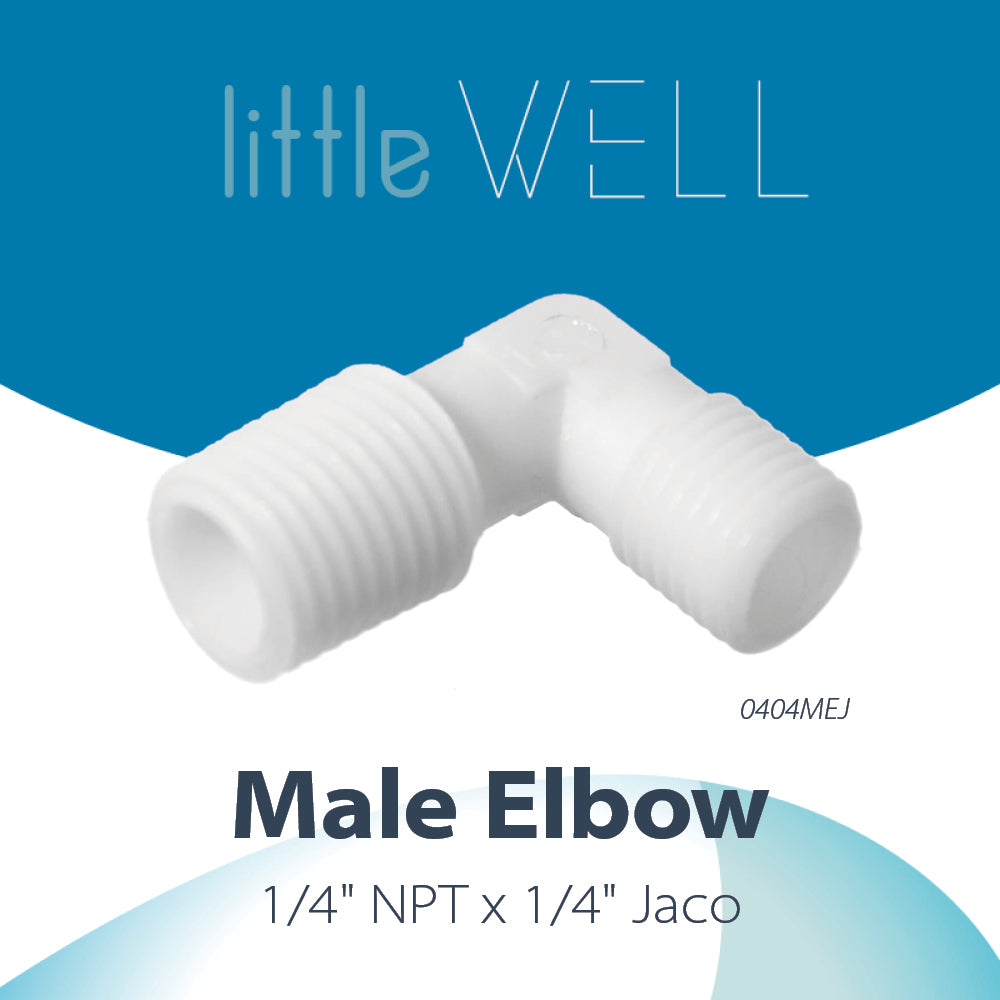LittleWell 4044X2 1/4" Jaco 1/4" NPT Male Elbow, 0404MEJX2 4044X2, 2 Pack