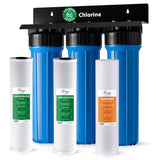 iSpring WGB32B Whole House Water Filter System, Highly Reduces Sediment, Taste, Odor, and up to 99% Chlorine, 3-Stage w/ 20-Inch Sediment and Carbon Block Filters