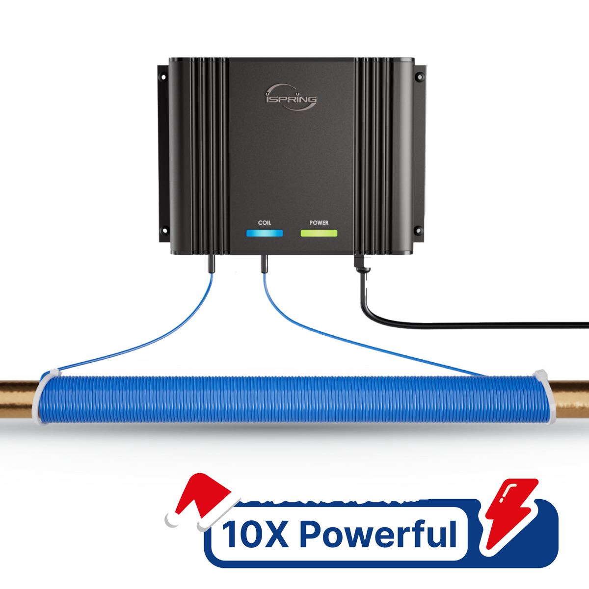 iSpring EDV2 Whole House Super Water Descaler, 10 Times More Powerful Alternative Electronic Salt-Free Hard Water Conditioner, Larger Size, Alloy Construction, Reduces Limescale, Prevents Deposits Build-up, Distincts from a Water Softener