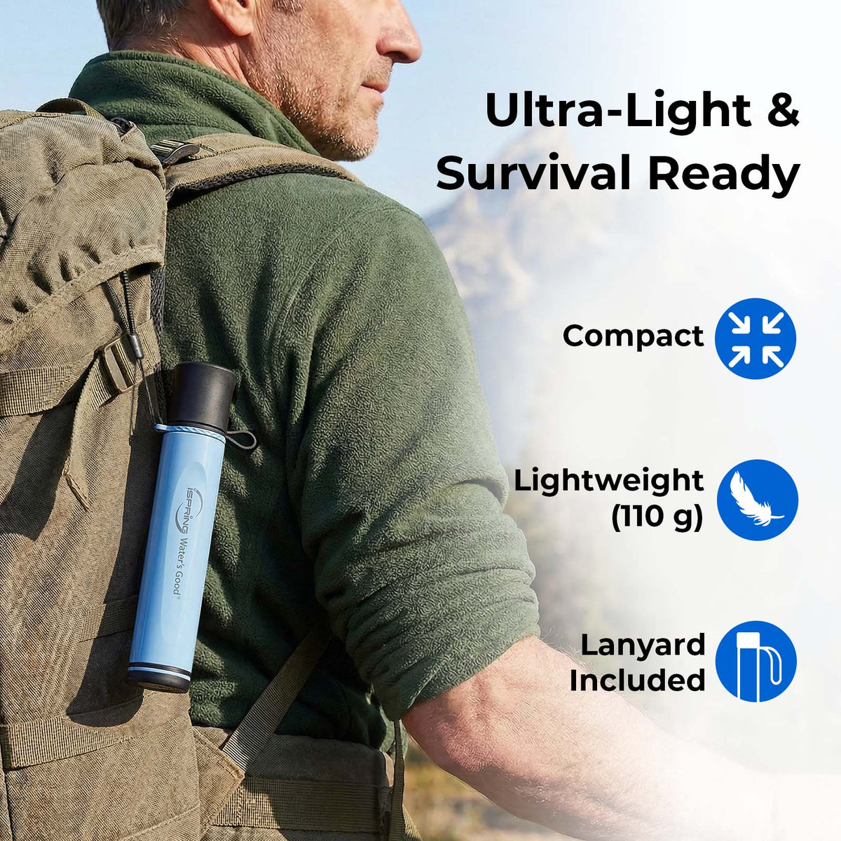 iSpring FIFS Personal Water Filter Straw Replacement, Removes Micro-organisms & Lead, SGS-Tested BPA-Free, Great Taste, 132 Gallons Capacity, Compatible with IFS-B