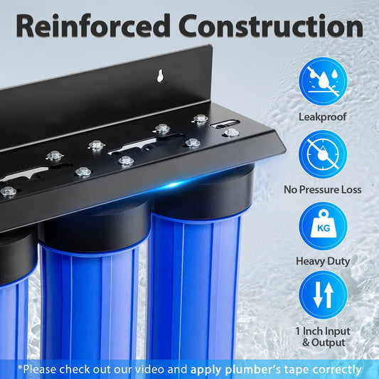iSpring WGB32B-PB Whole House Water Filter System w/ 20'' x 4.5'' Sediment, Carbon, and Lead Reducing , 3-Stage Whole House Water Filtration System