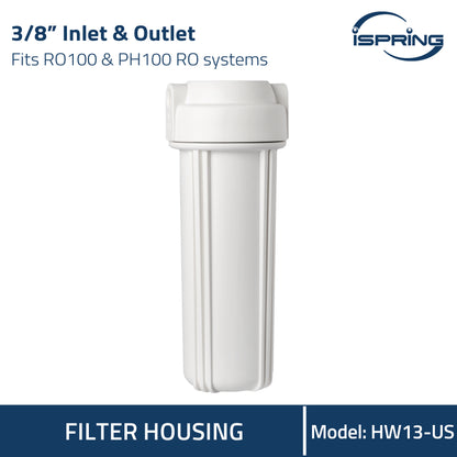iSpring HW13-US White Water Filter Housing 3/8" Outlet/Inlet, Fits 10" X 2.5" Water Filters