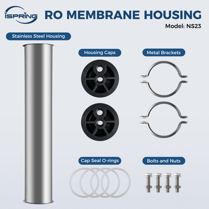iSpring NS23 Stainless Steel Reverse Osmosis Membrane Housing with Cap for CRO1000 & CRO2000