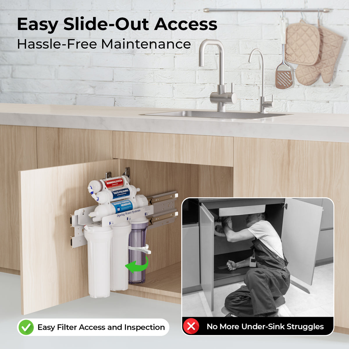 iSpring ASKRCC Slide-Out Mounting Kit for Under Sink Reverse Osmosis Water Filter System, Fits RCC Series