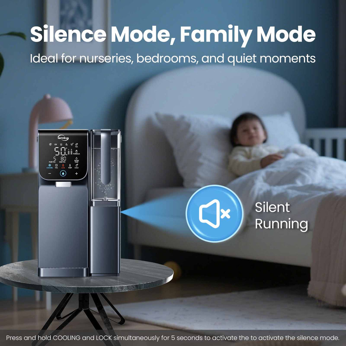 iSpring RCD100UHCG UV Alkaline Hot & Cold Reverse Osmosis Water Filter, Countertop RO Water Filter Dispenser with Mineral &amp; LED Ultraviolet Filter, 9 Temperature Options, TDS &amp; Filter Life Monitor, Plug and Play